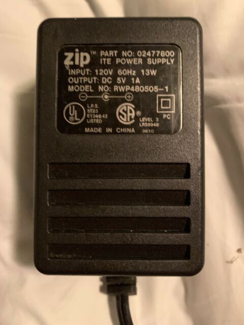 NEW Iomega Zip Drive 02477800 AC DC Adapter RWP480505-1 5V 1A ITE Power Supply